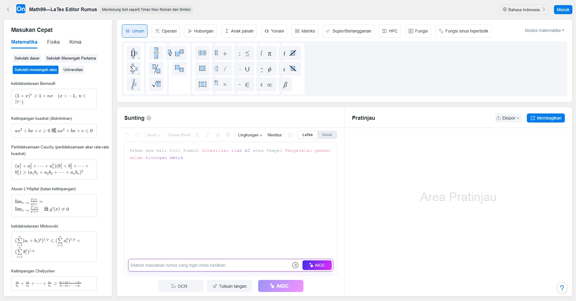 Math99—Pengeditan visual online_Editor formula Visual gratis untuk ...