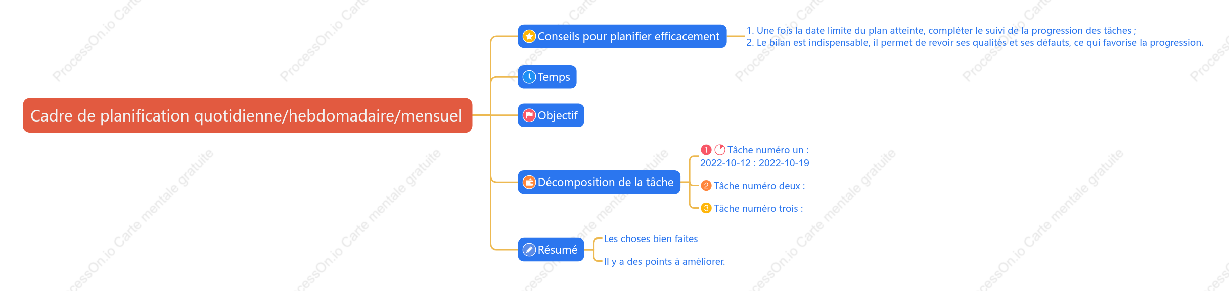 Cadre de planification quotidienne hebdomadaire mensuel