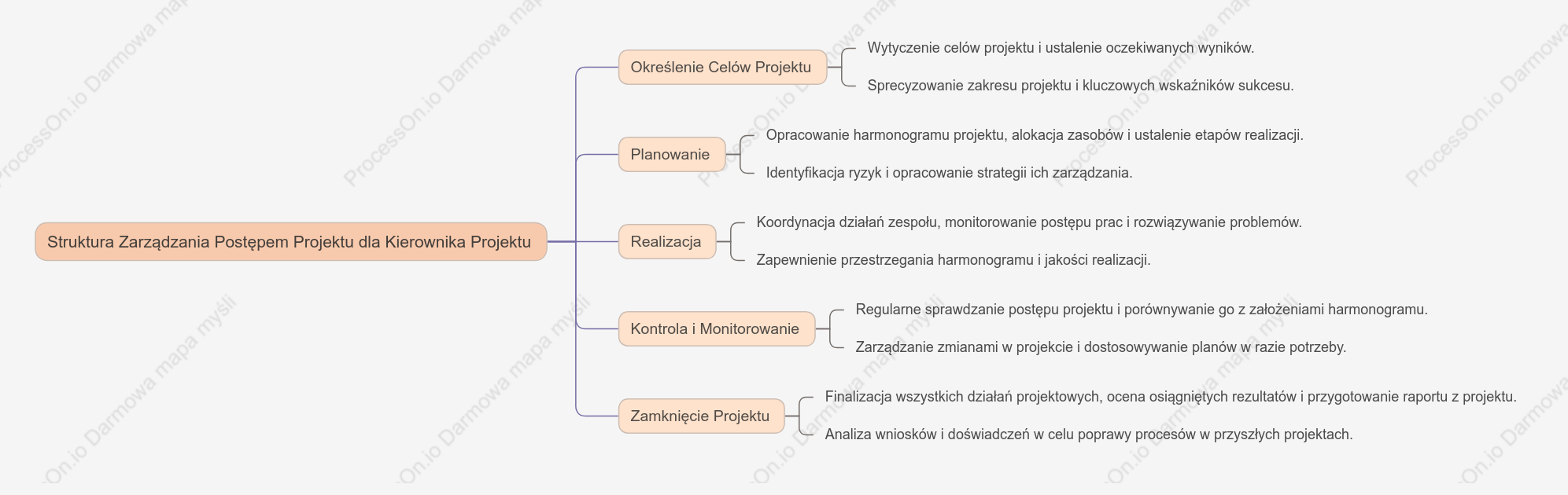 Struktura Zarządzania Postępem Projektu dla Kierownika Projektu