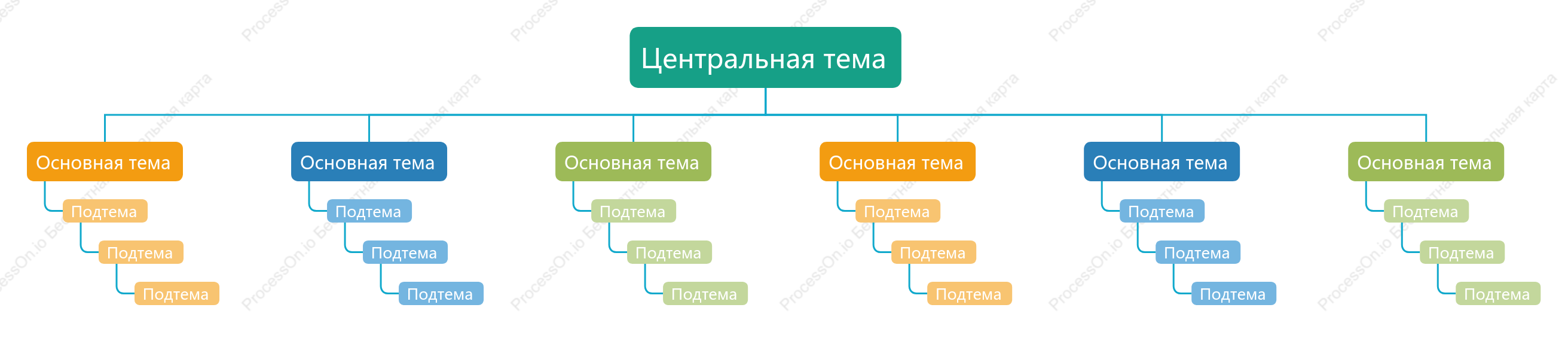 Многоцветный Дерево Орг. график пробел Шаблон стиля