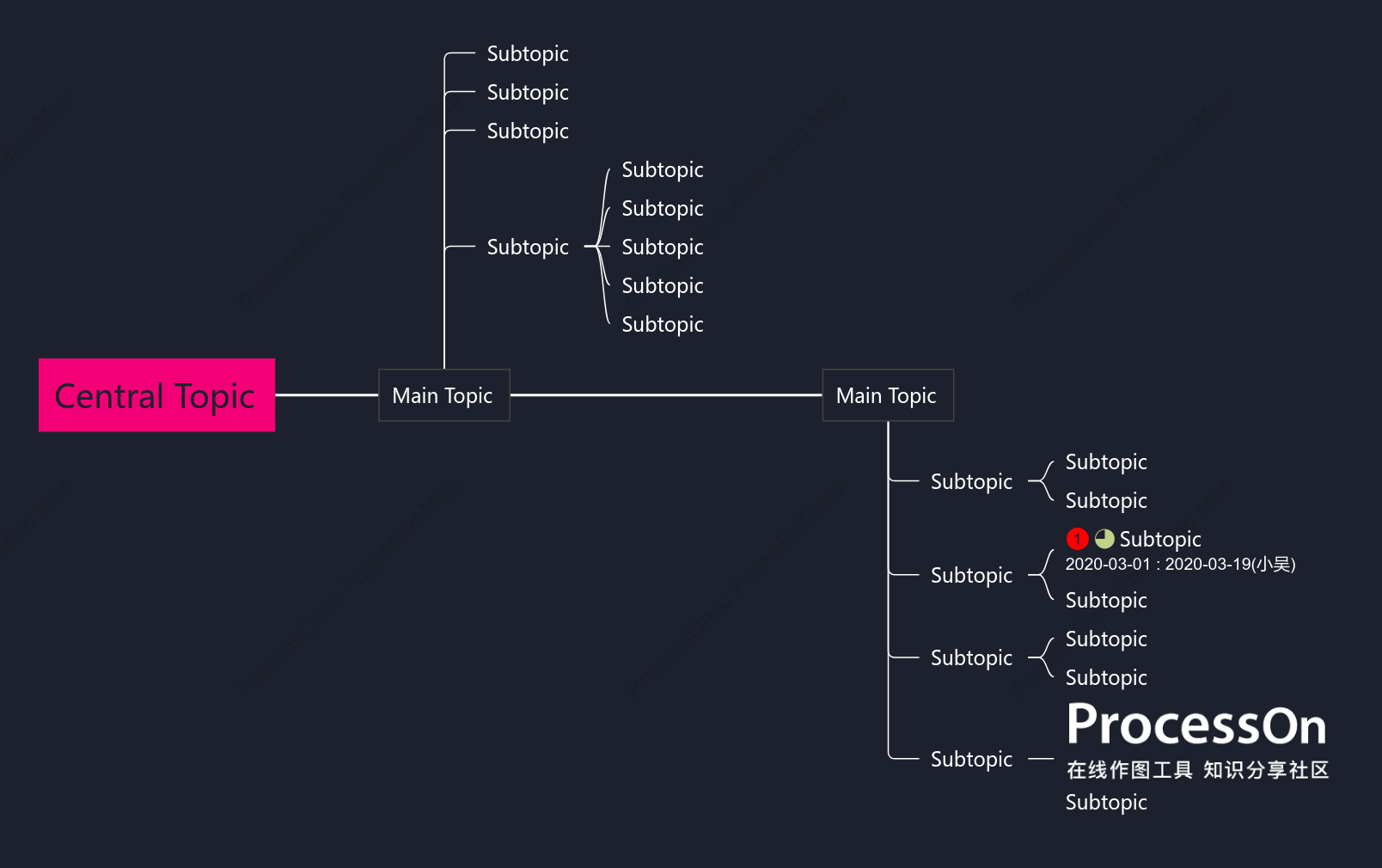 Pink and Black Timeline Style Template