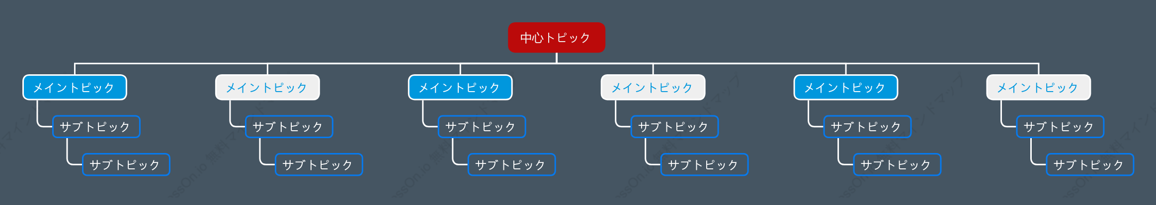 赤と青ツリー組織図 スタイルテンプレート
