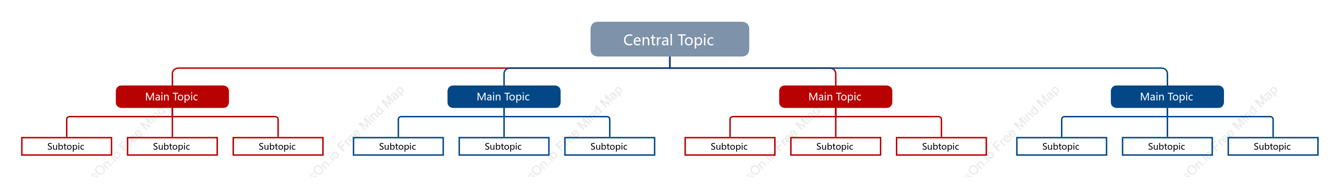 Red and Blue Org Chart Style Template