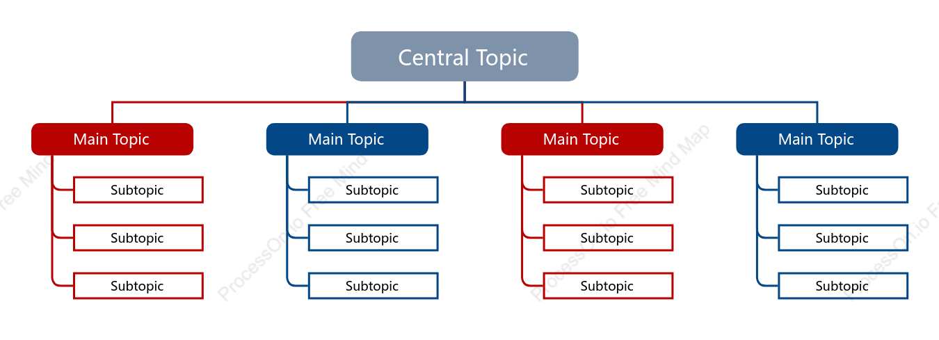 Red and Blue Tree Org Chart Style Template