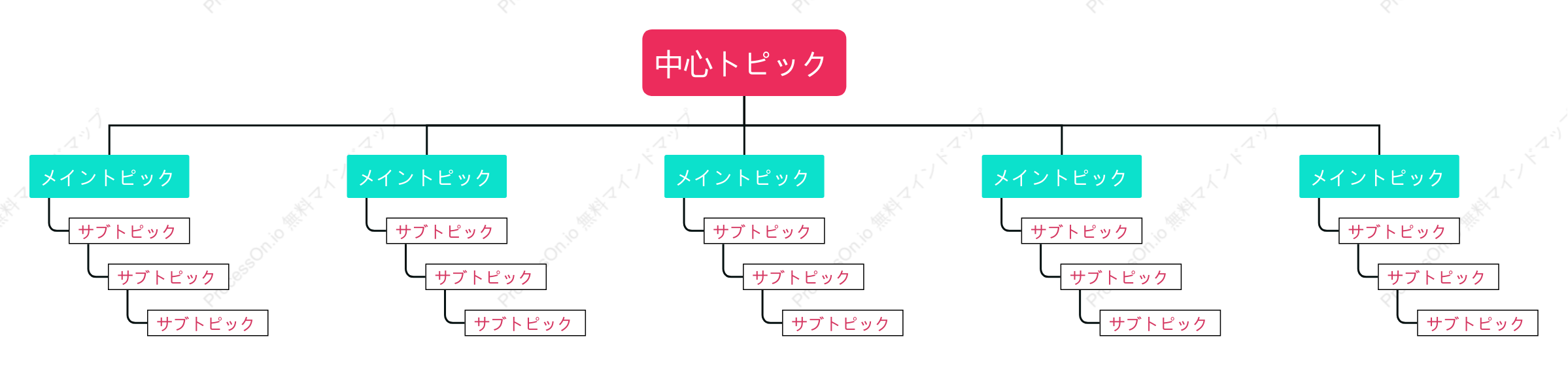 赤と青ツリー組織図 スタイルテンプレート