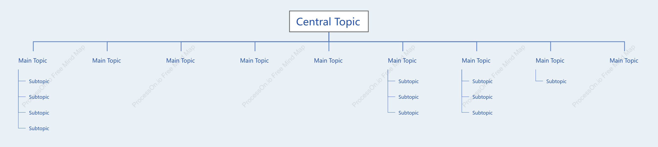 Simple Blue Tree Org Chart Style Template