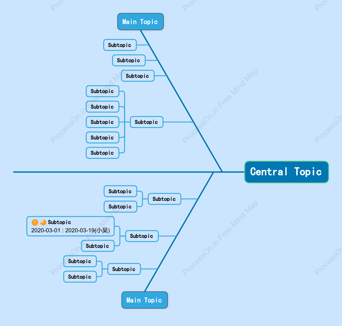 Calm Blue Fishbone Style Template