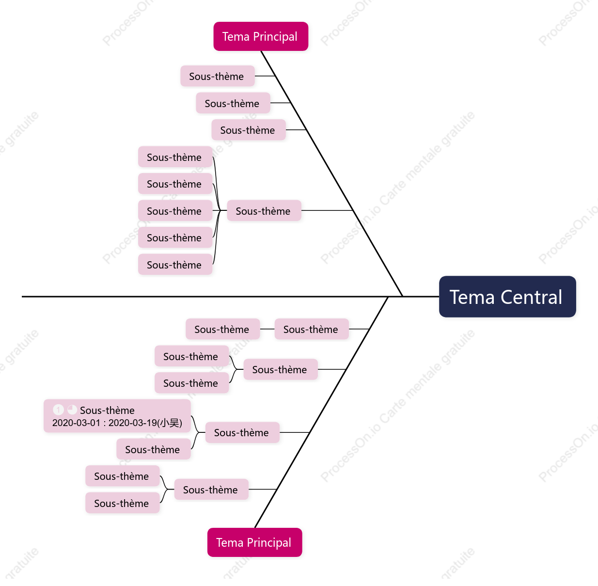 Modèle de diagramme en arête de poisson rouge rose de style tridimensionnel