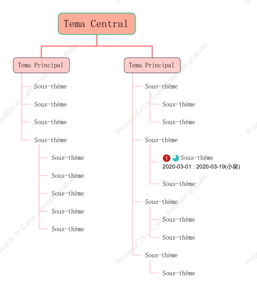Modèle de diagramme de structure d'arbre rose clair de style tridimensionnel