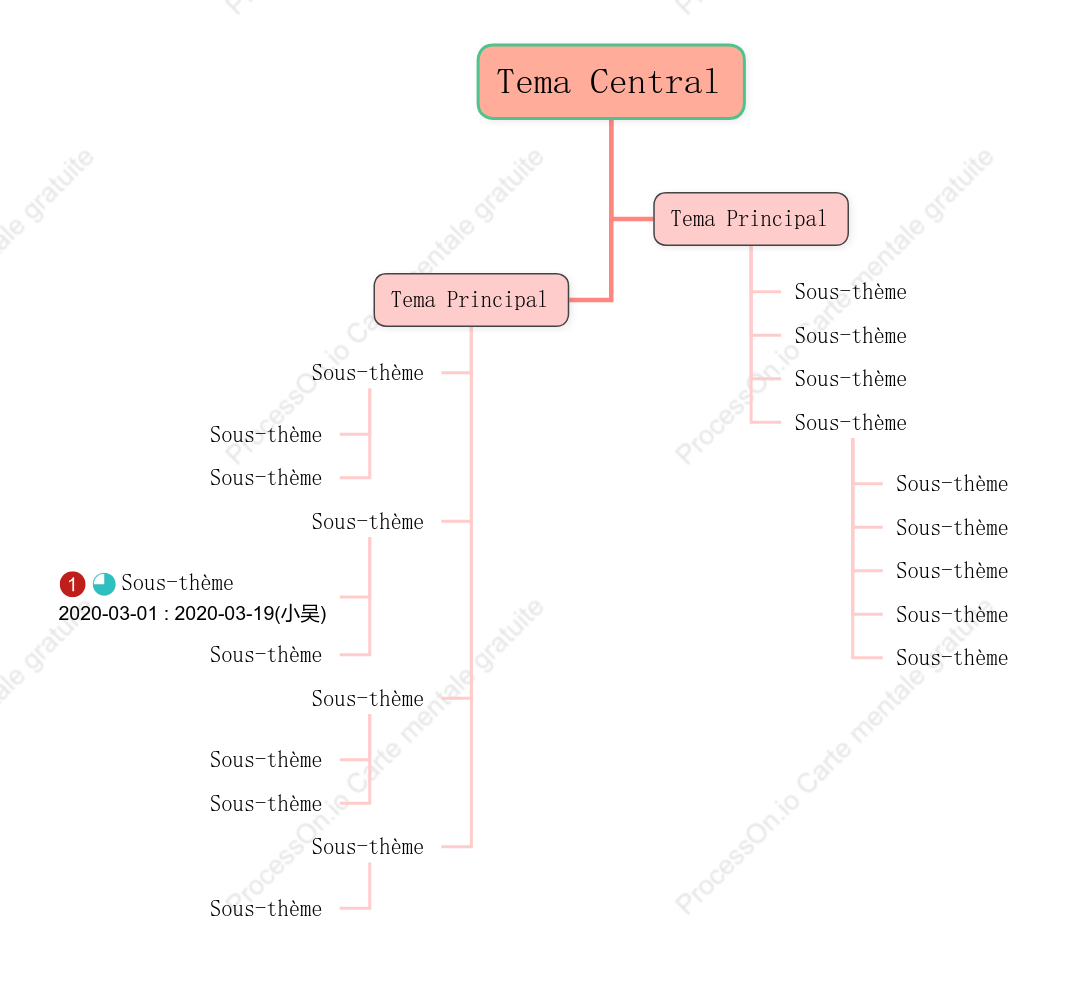 Modèle de diagramme d'arbre rose clair de style tridimensionnel
