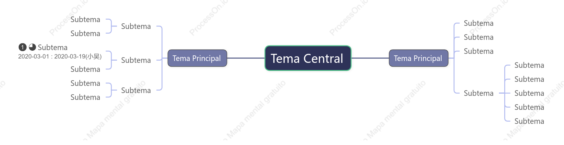 Névoa Tridimensional Roxa Mapa Mental Modelo Estilo