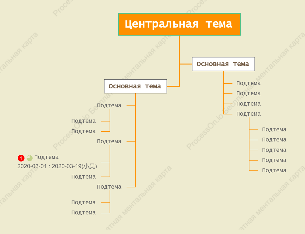 Свежий апельсин Дерево чата пробел Шаблон стиля