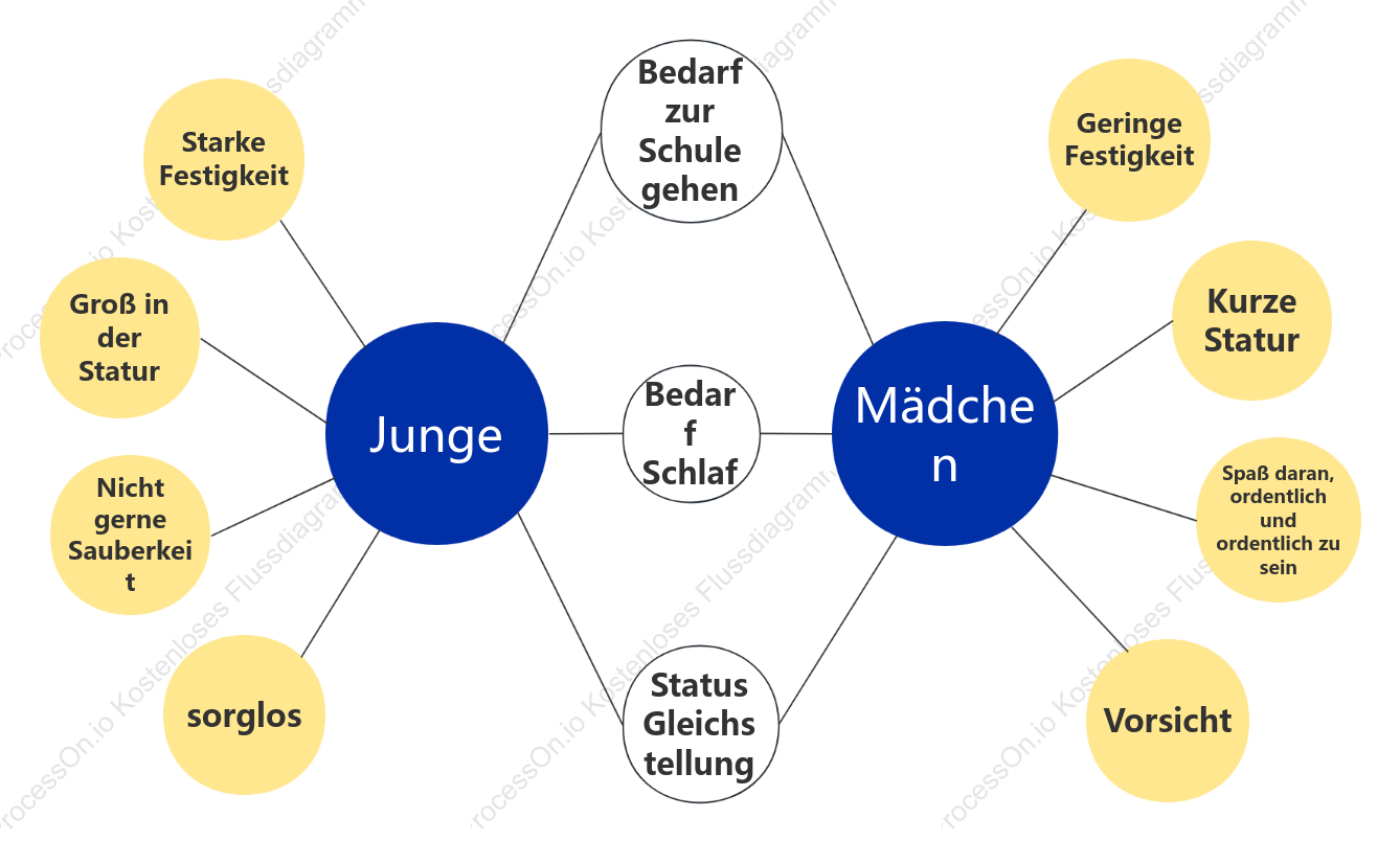 Junge Mädchen Vergleich Doppel Blasen Diagramm