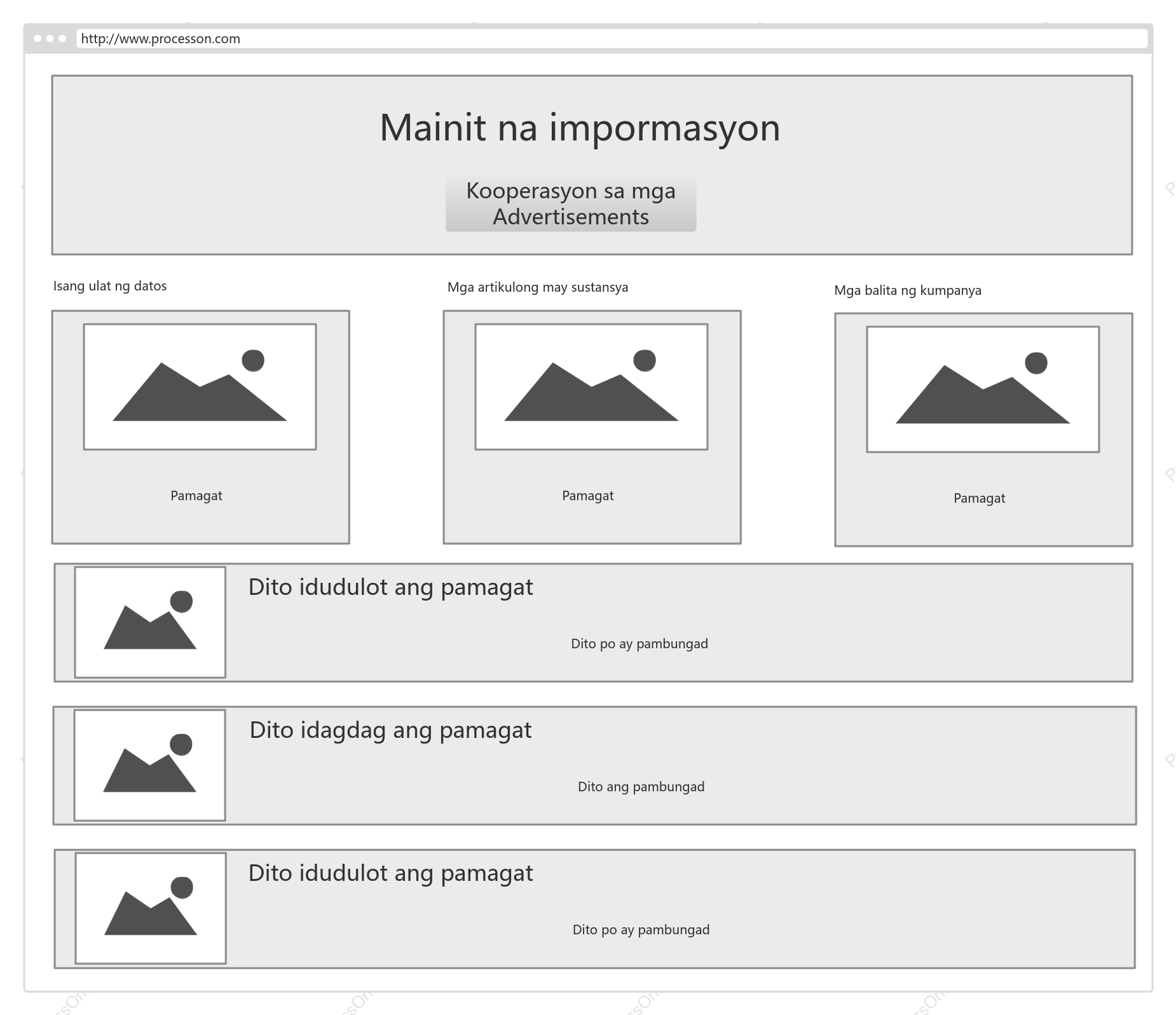 Prototype diagram ng home page ng recruitment website
