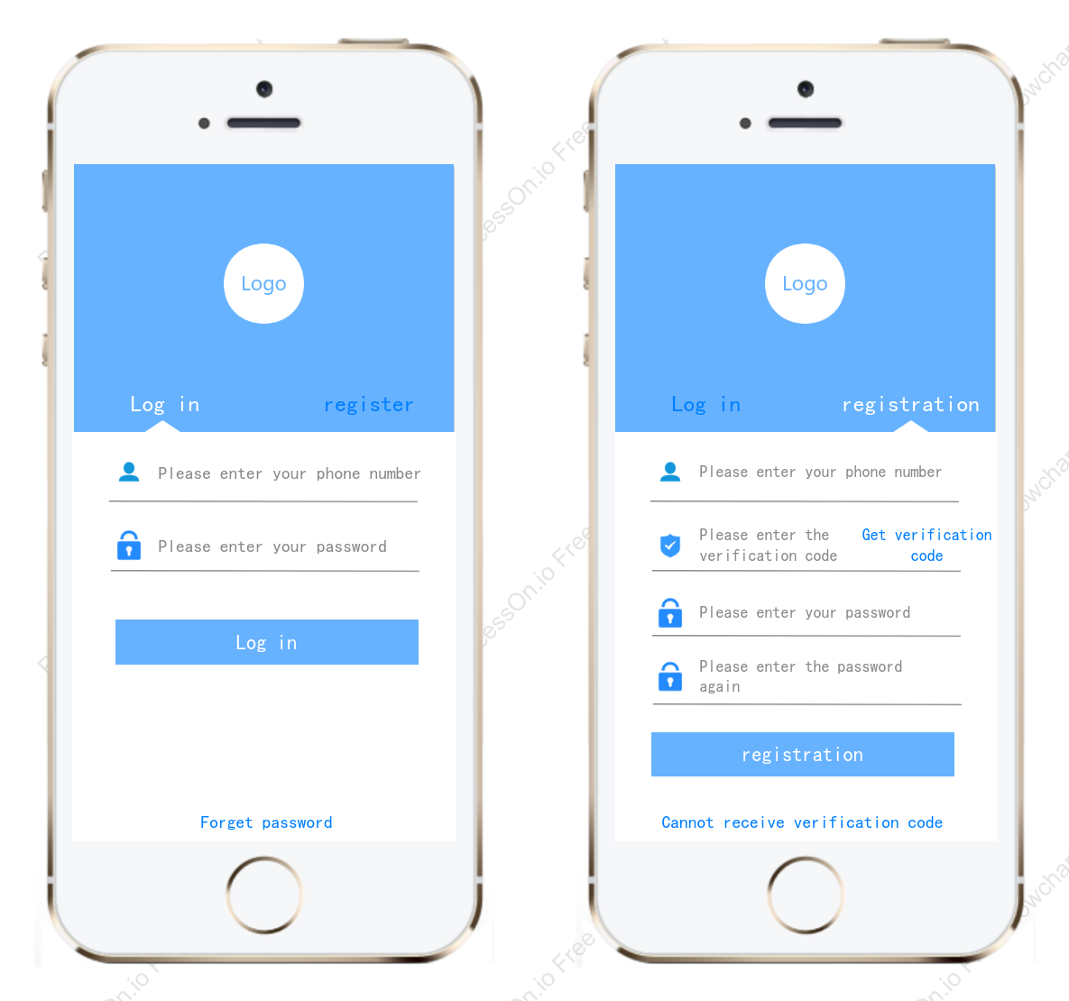 Product login & registration prototype
