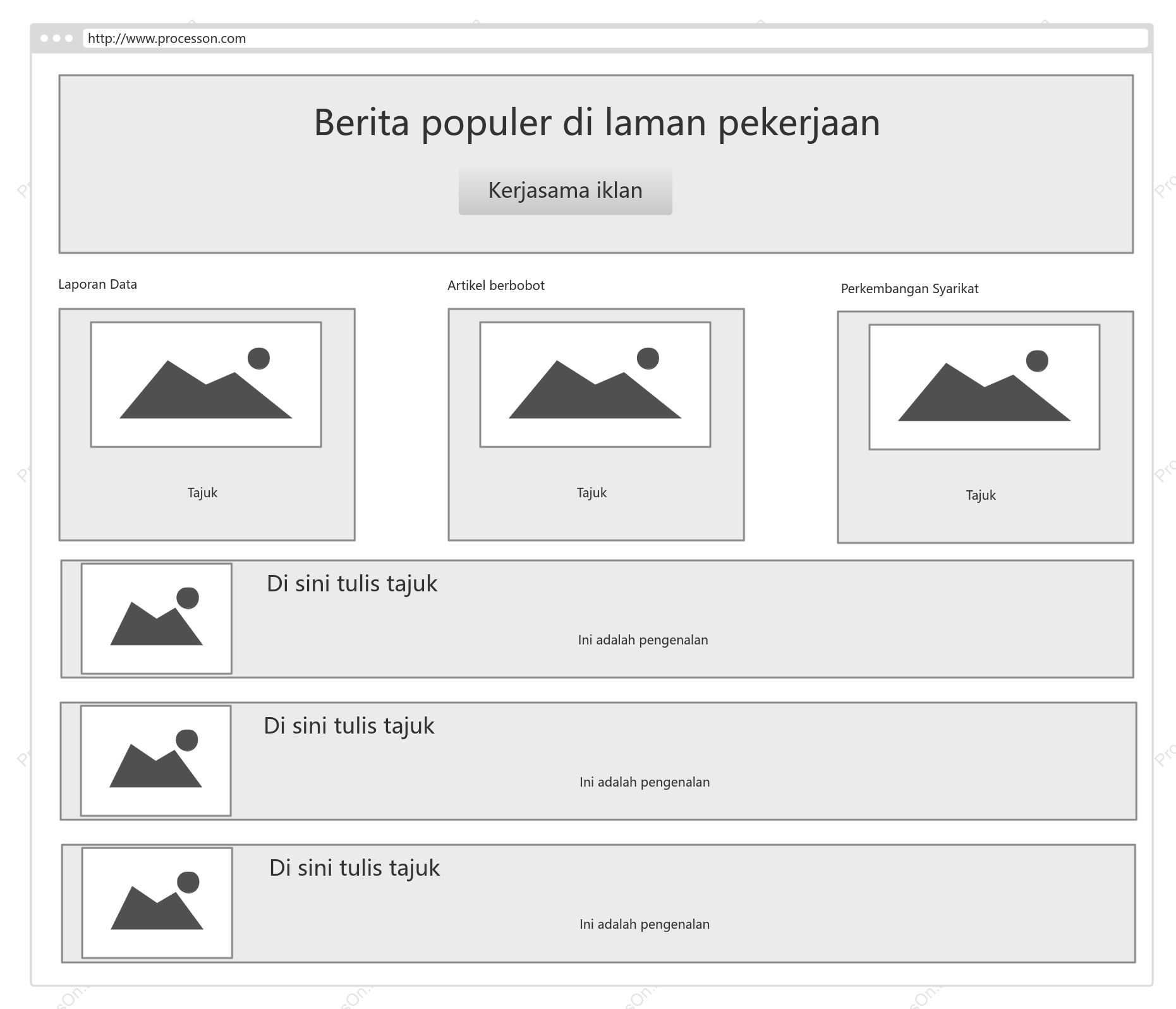 Gambar rajah prototaip halaman utama laman web pengambilan