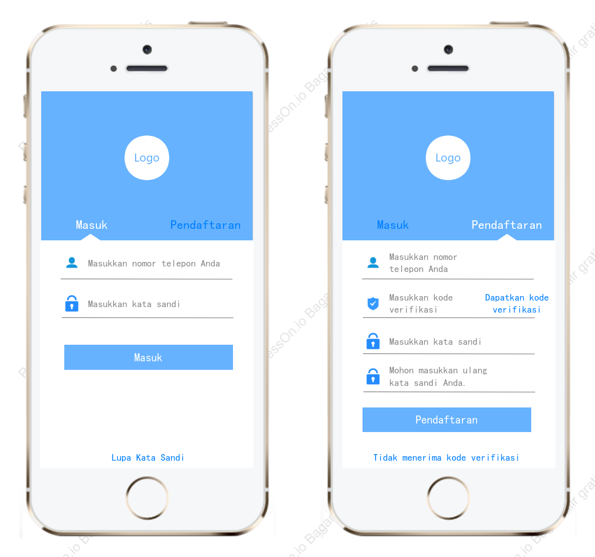 Diagram prototipe login & registrasi produk