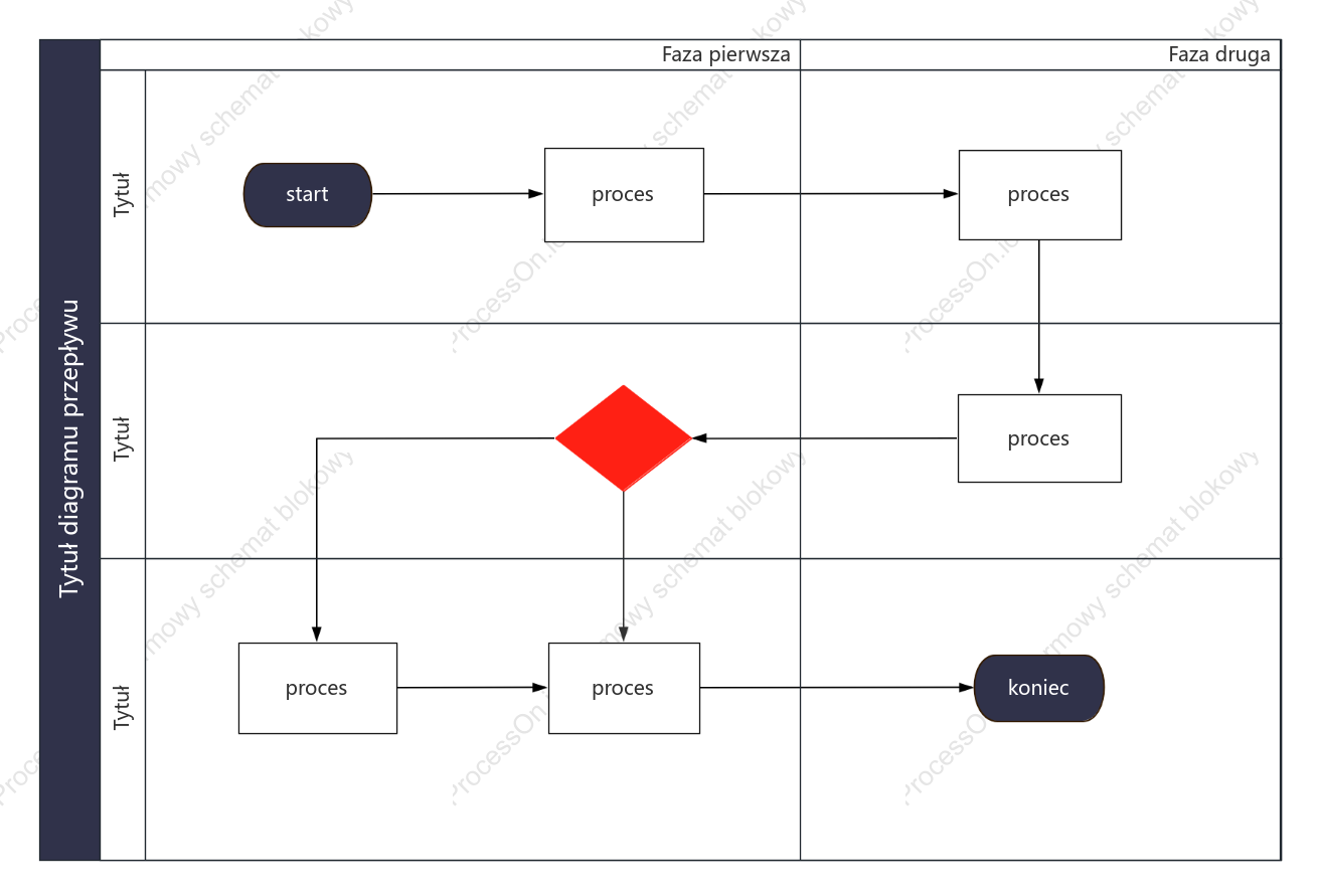 Diagram korytarza poziomego (czarno-biały)