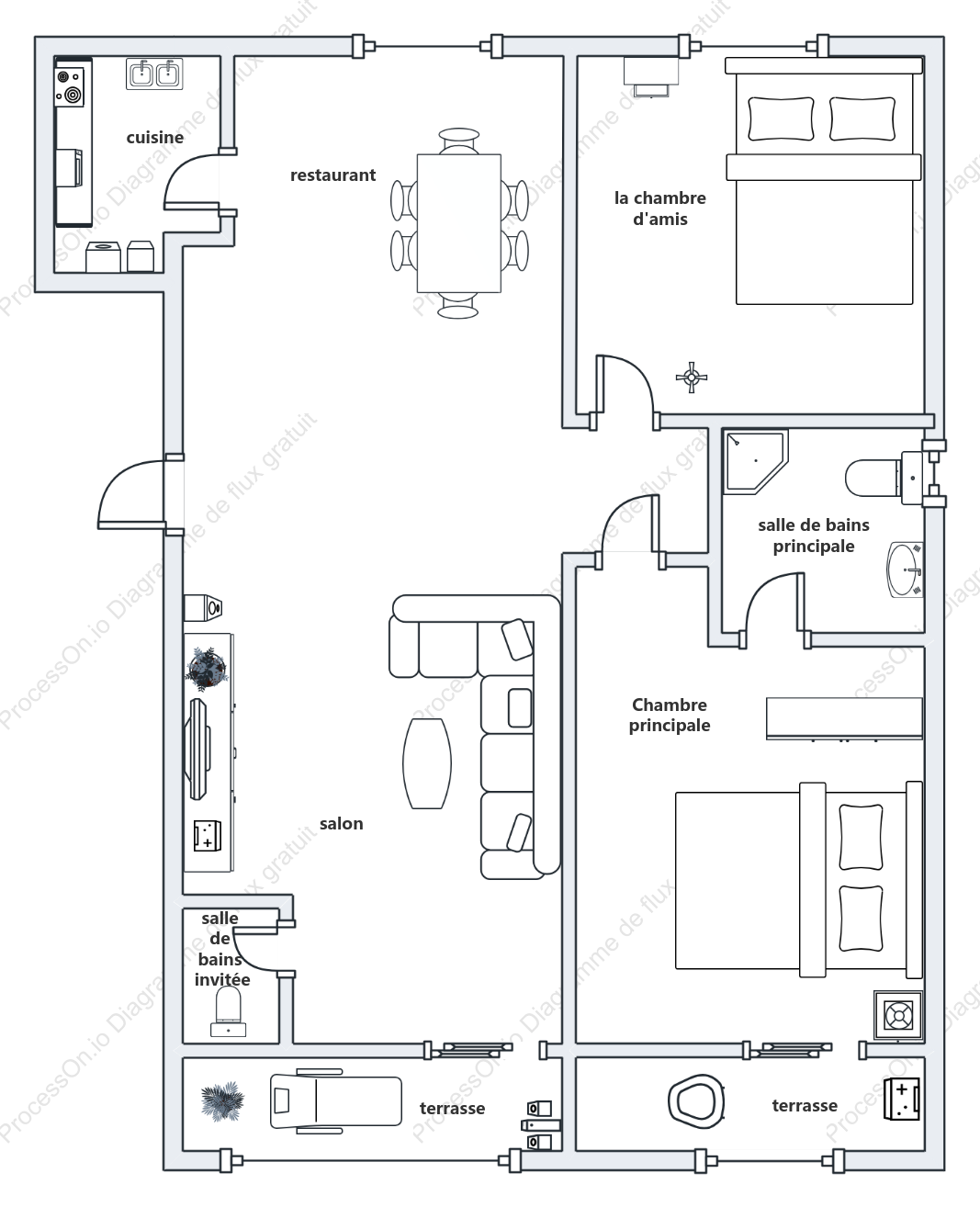 Plan de deux pièces minimales