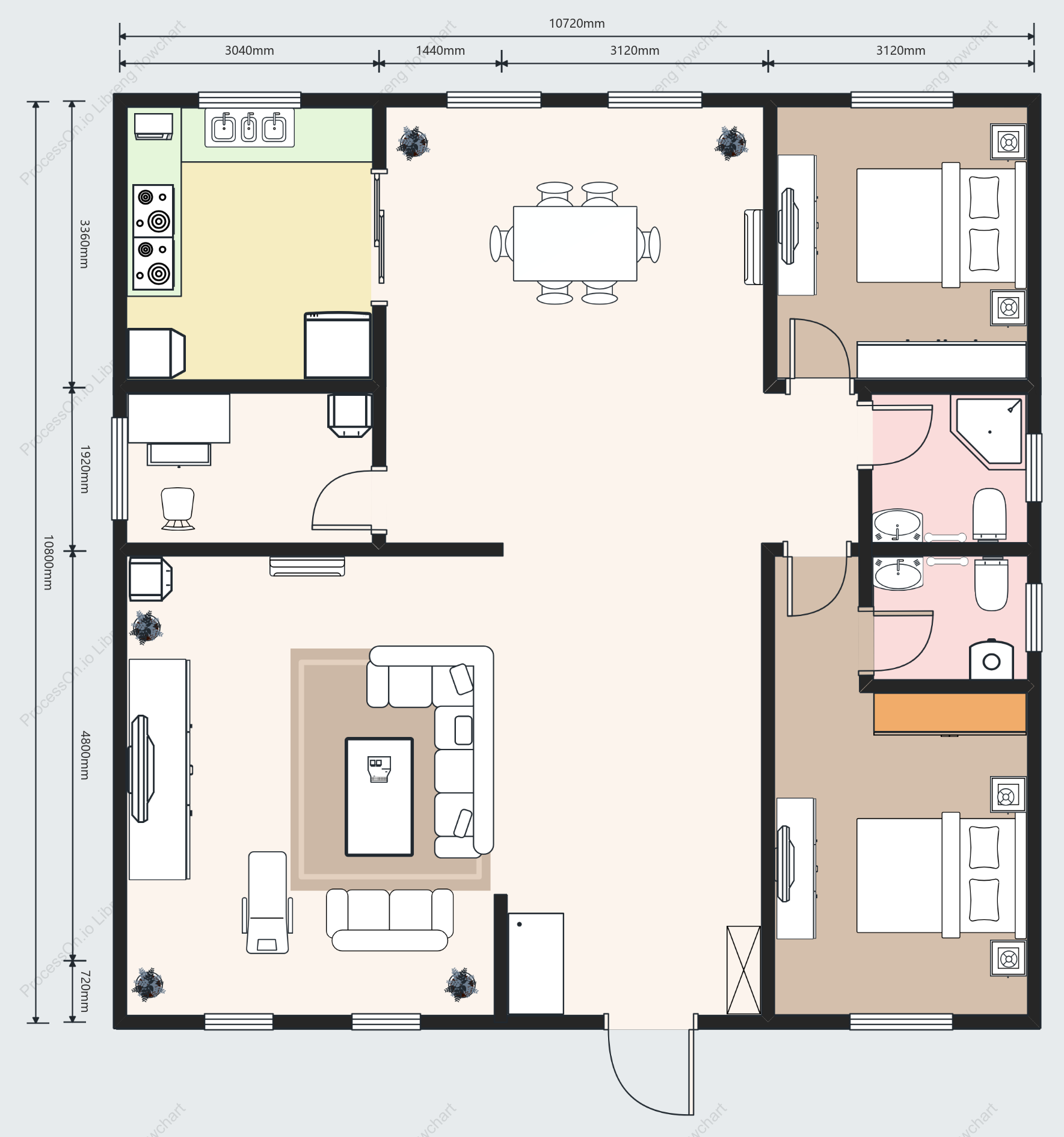 Floor plan ng panloob na layout ng maliit na villa