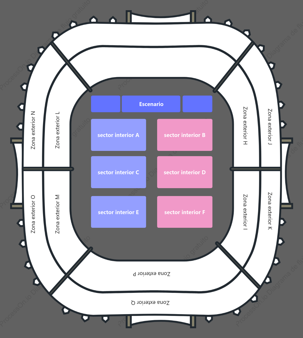 Plano de asientos para conciertos en el estadio