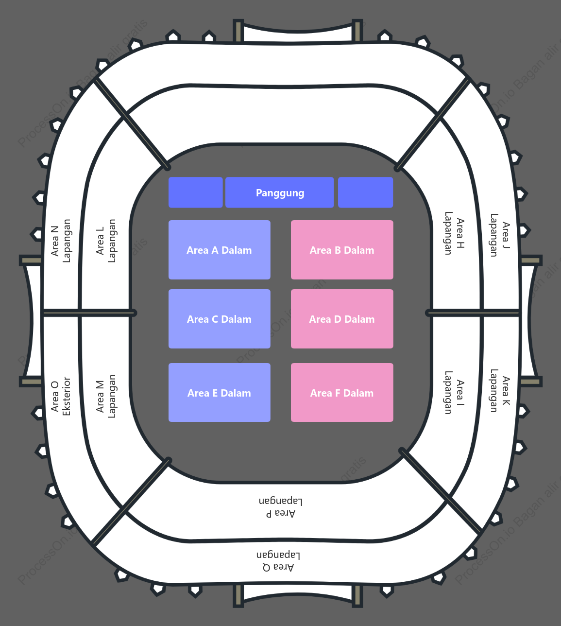 Denah tempat duduk di lantai konser stadion
