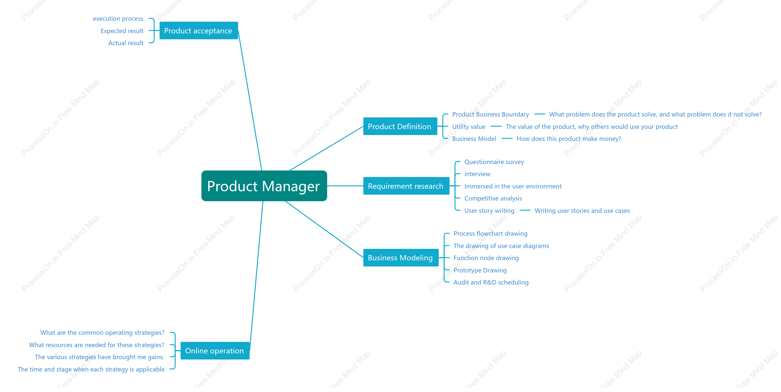 Product manager function mind map