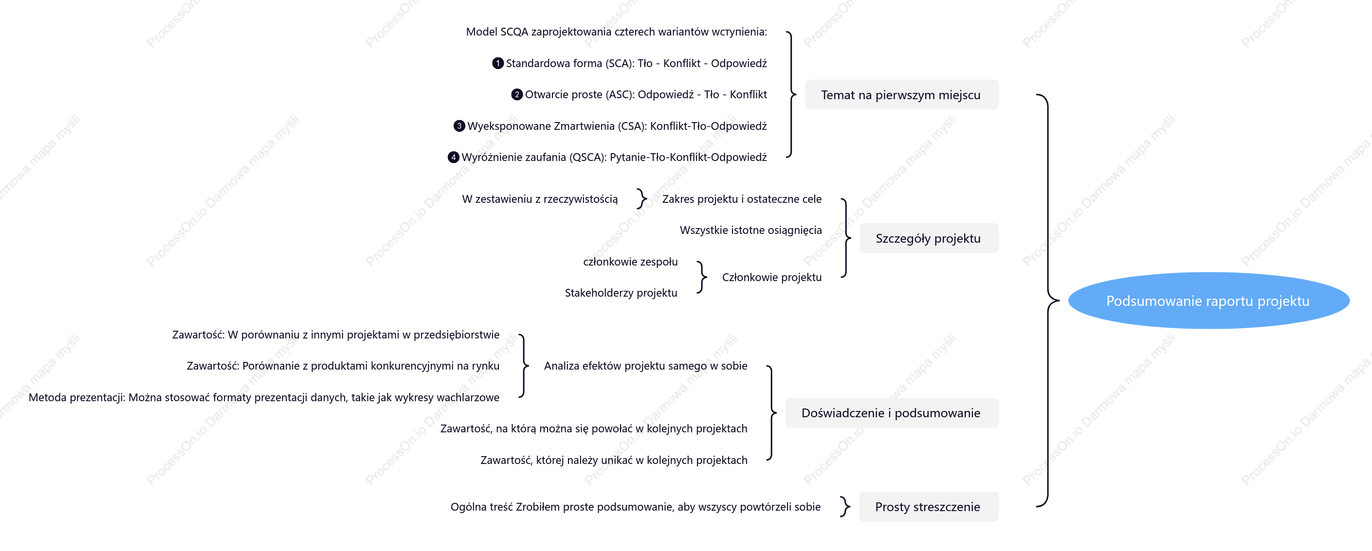 Raport podsumowujący projekt – mapa myśli