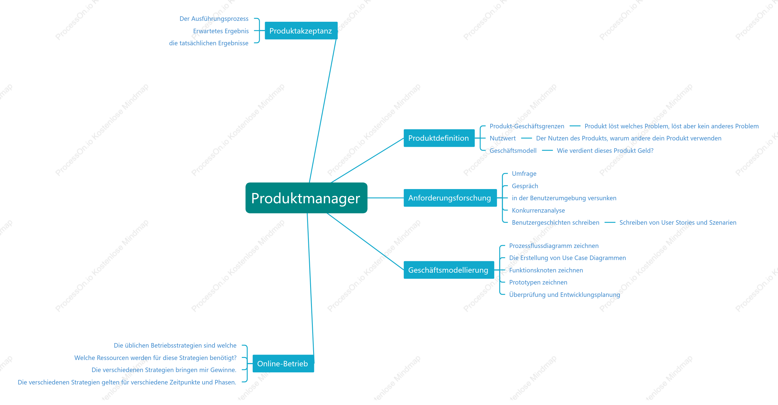 Mindmap der Produktmanagerfunktion