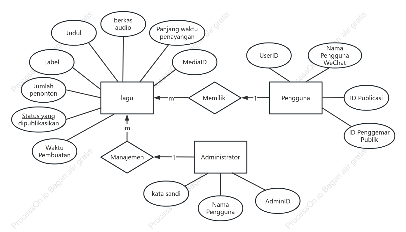 Diagram ER platform pemutar musik