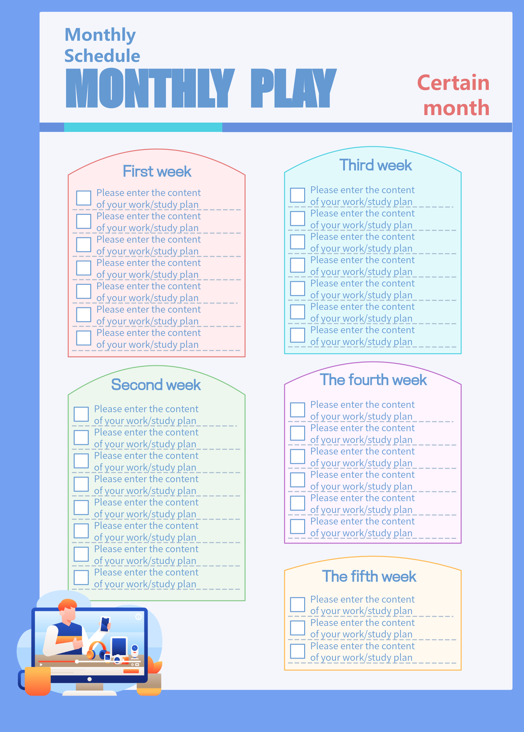 Monthly planner template