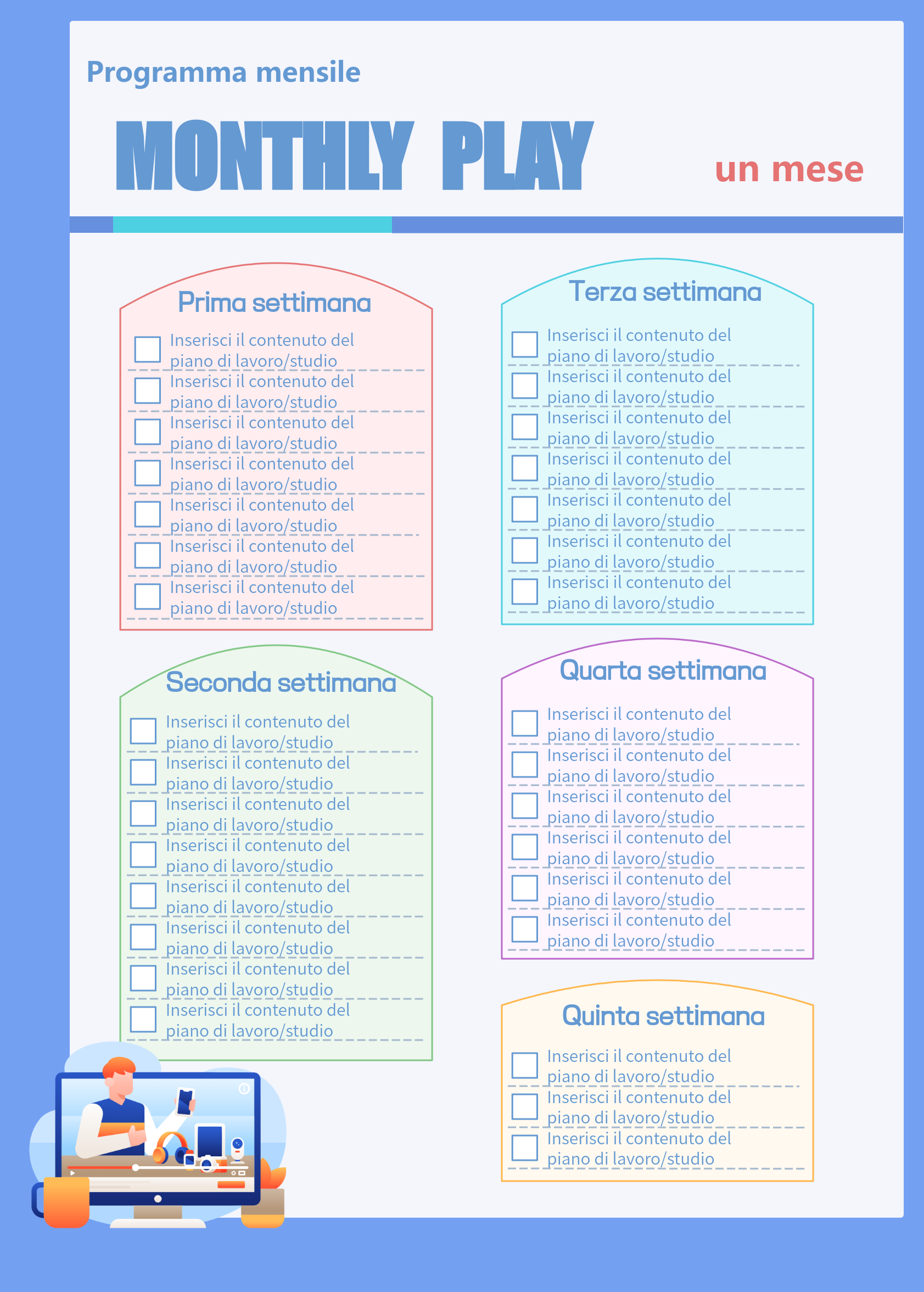 Modello di pianificazione mensile