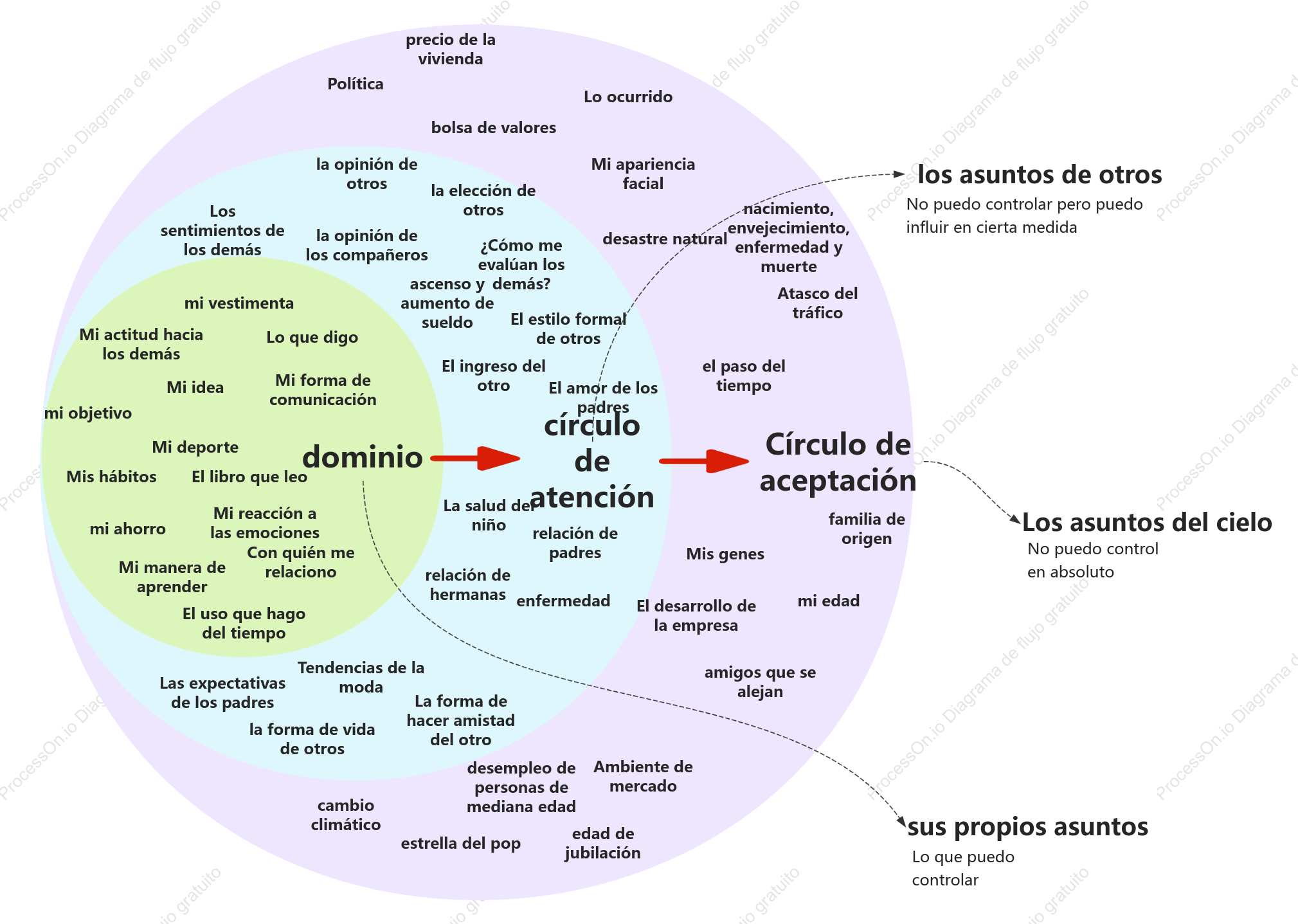 Modelo de cebolla de control de vida.