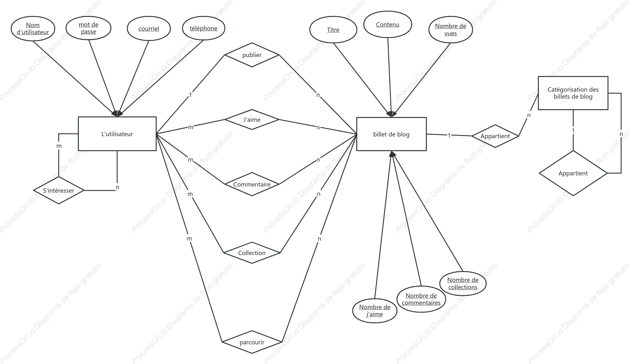 Diagramme ER de la plateforme de blog
