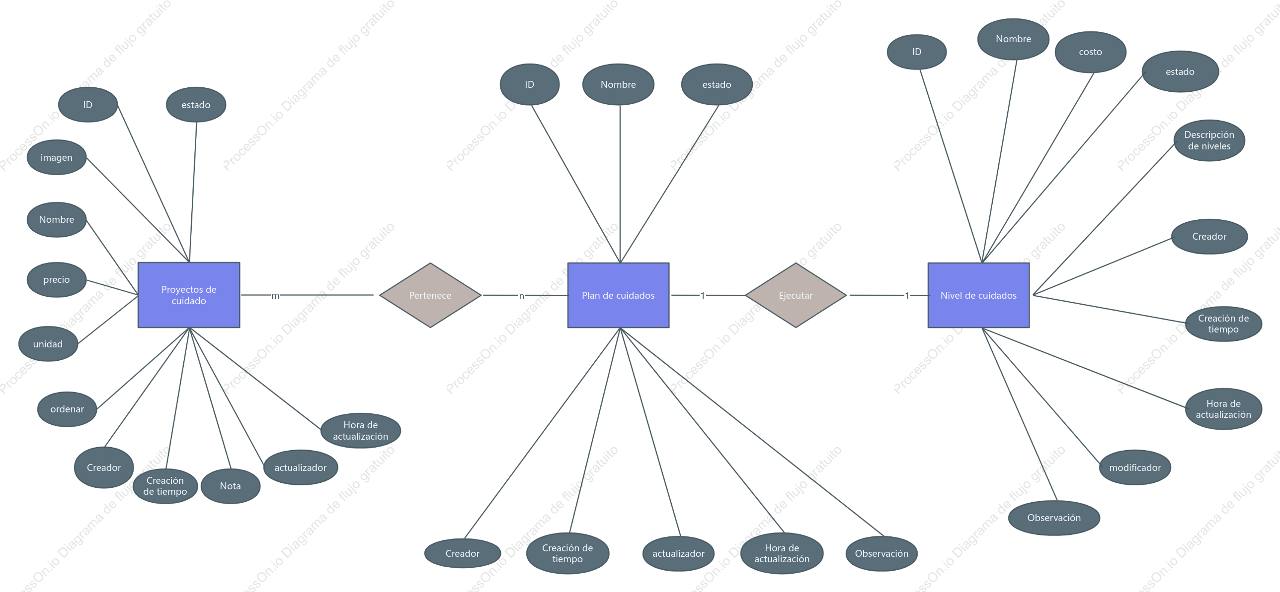 Diagrama E-R del módulo de servicio de desarrollo back-end