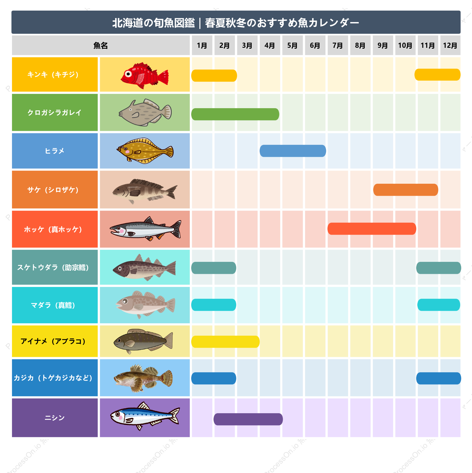 北海道の旬魚図鑑｜春夏秋冬のおすすめ魚カレンダー