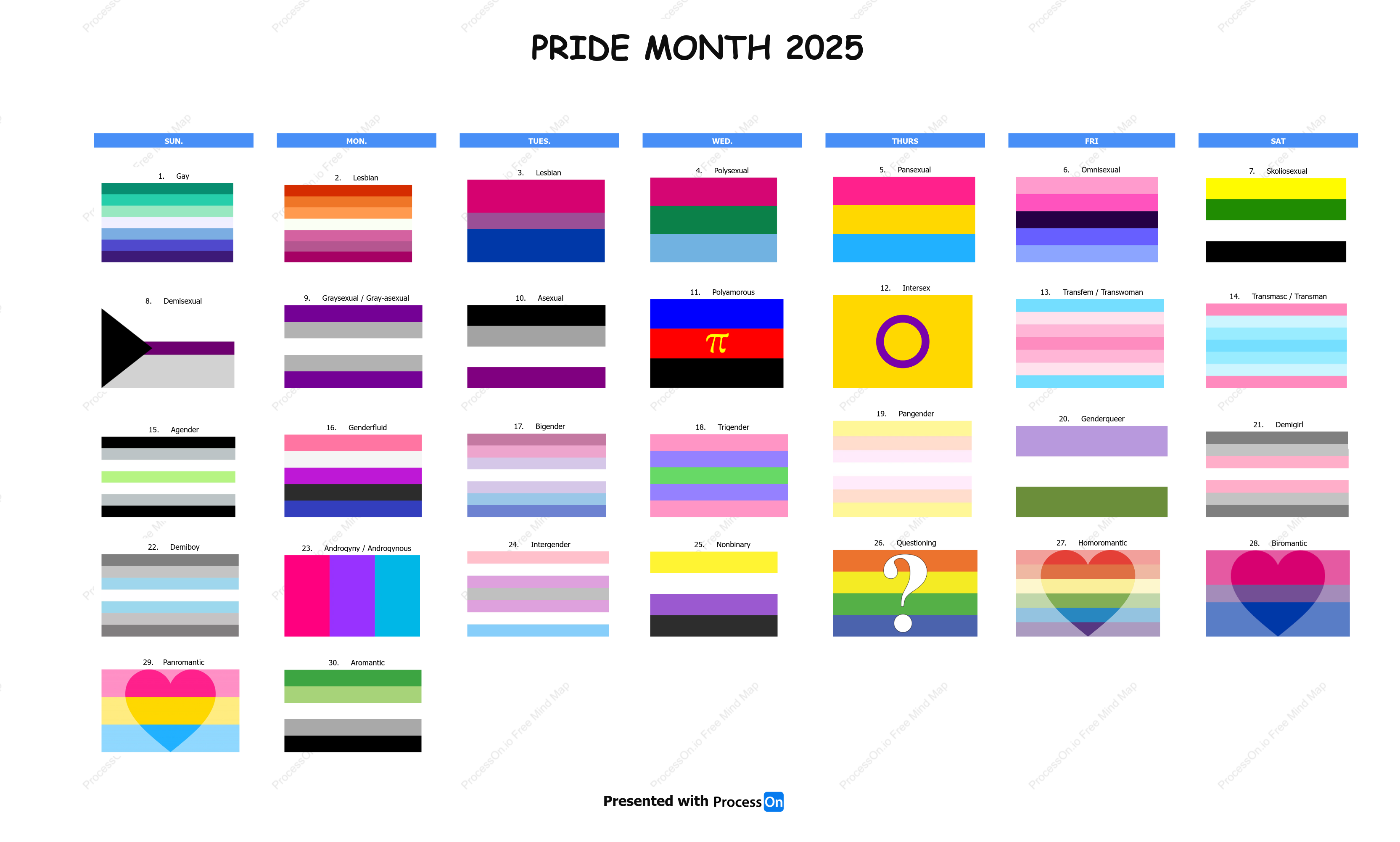Pride Month Calendar for 2025