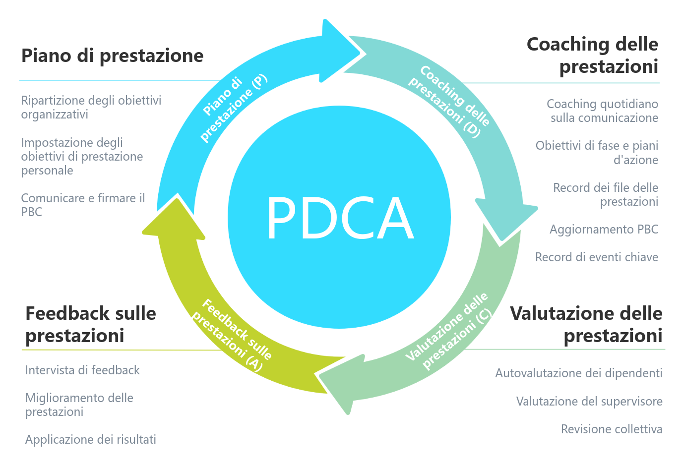 Diagramma del ciclo del processo di gestione delle prestazioni
