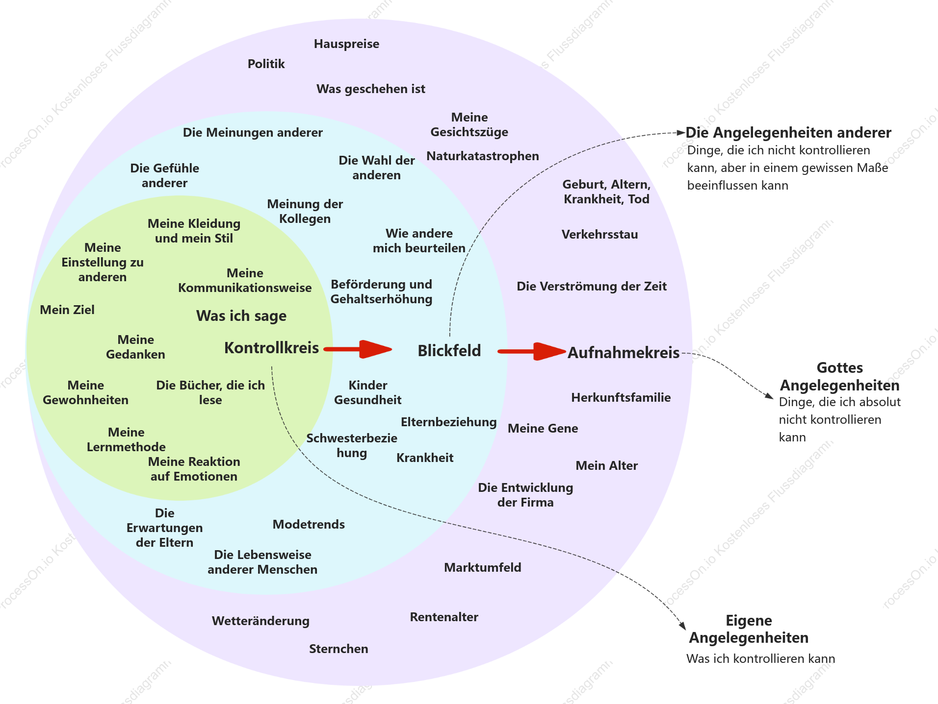 Zwiebeldiagramm-Vorlage zur Lebenskontrolle