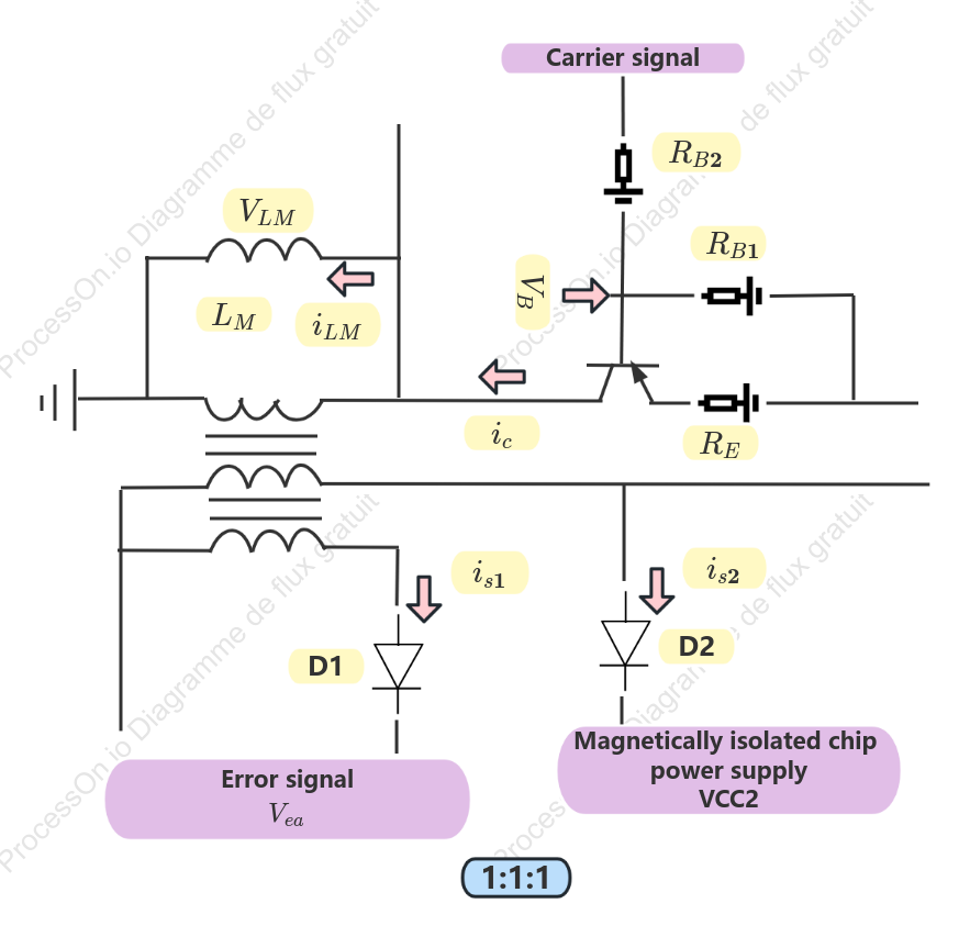 Schéma de circuit d'un transformateur à trois enroulements
