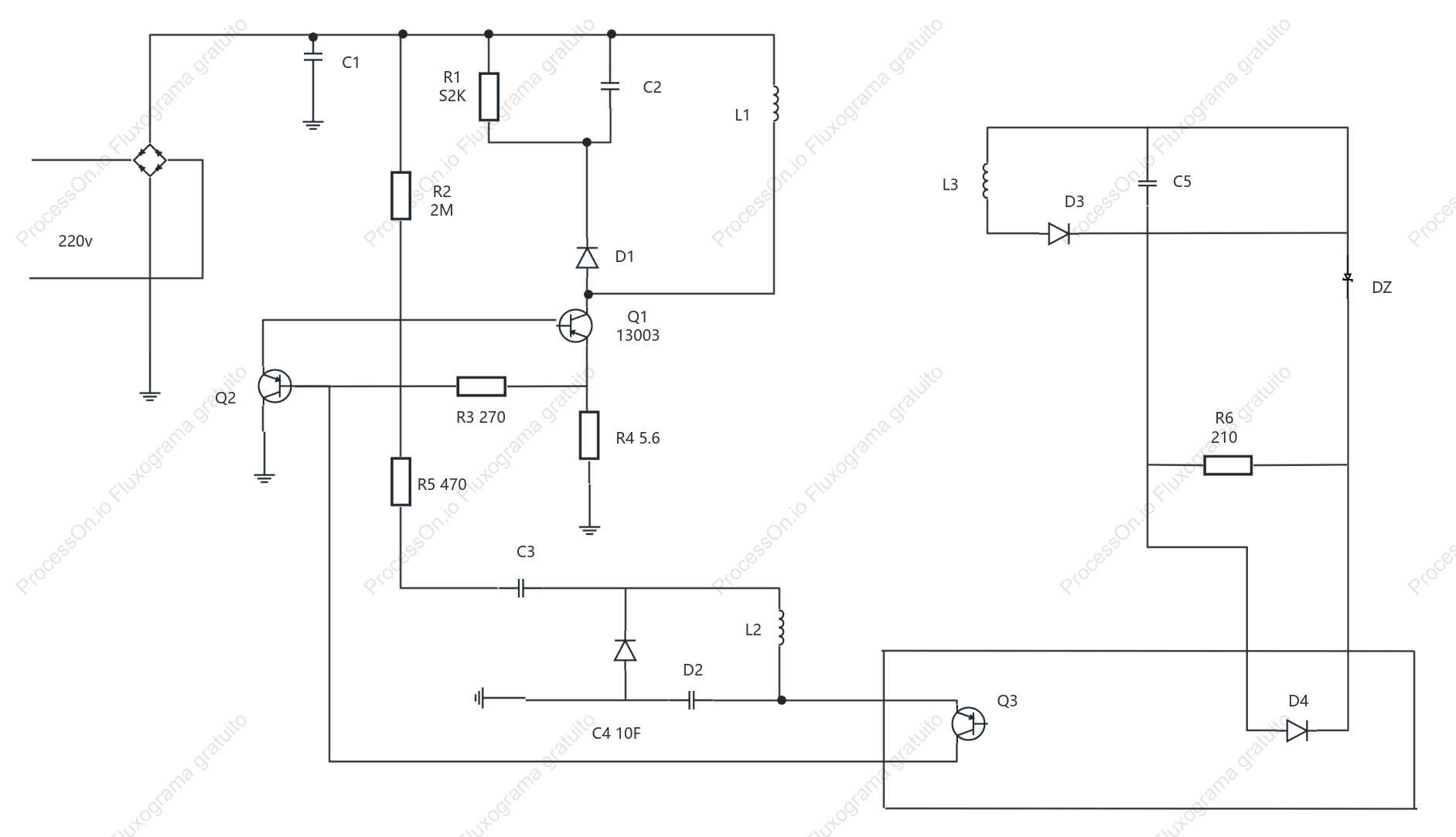 Diagrama do circuito de carregamento de celular