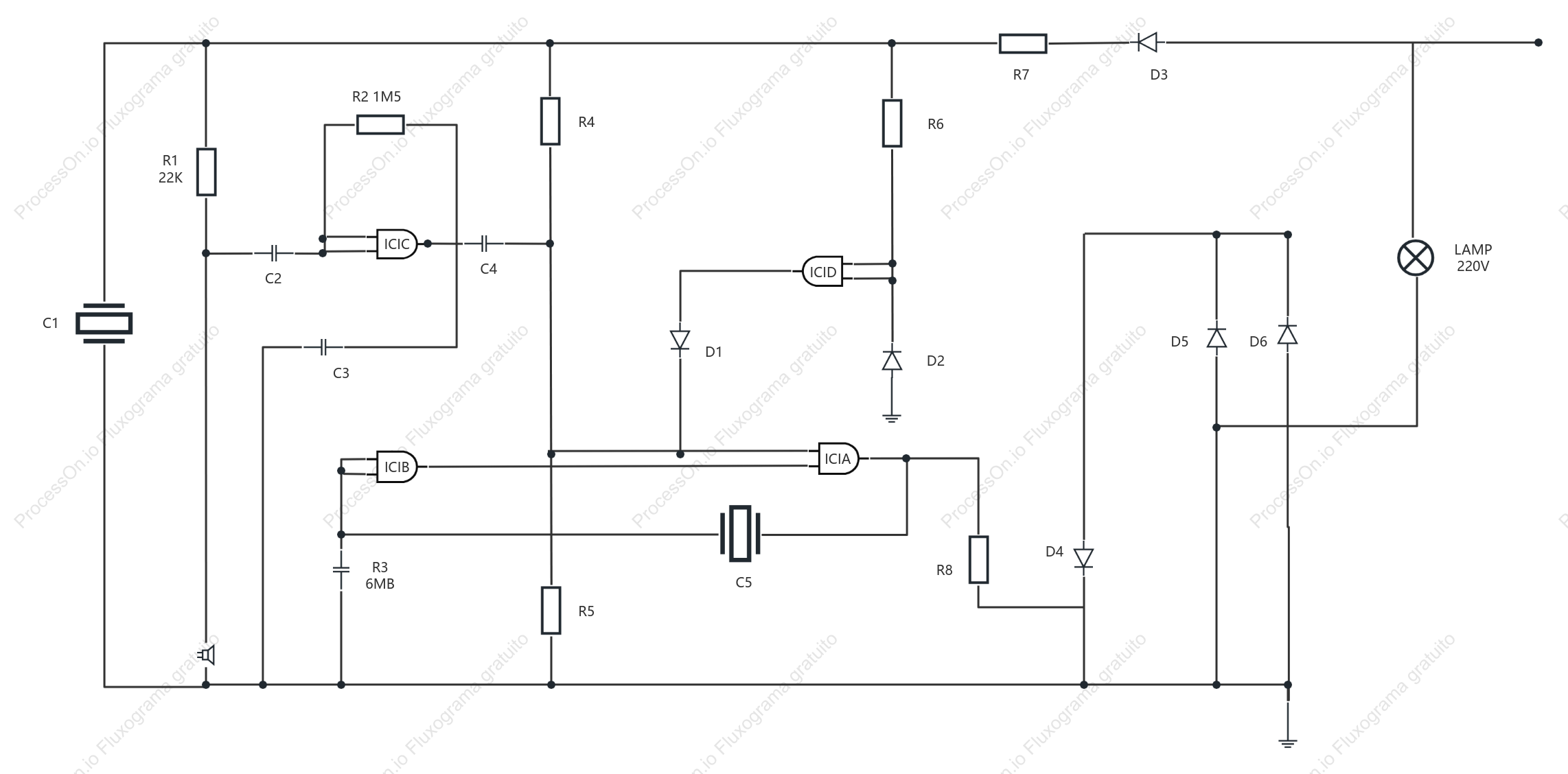 Diagrama de Circuito de Controle de Voz