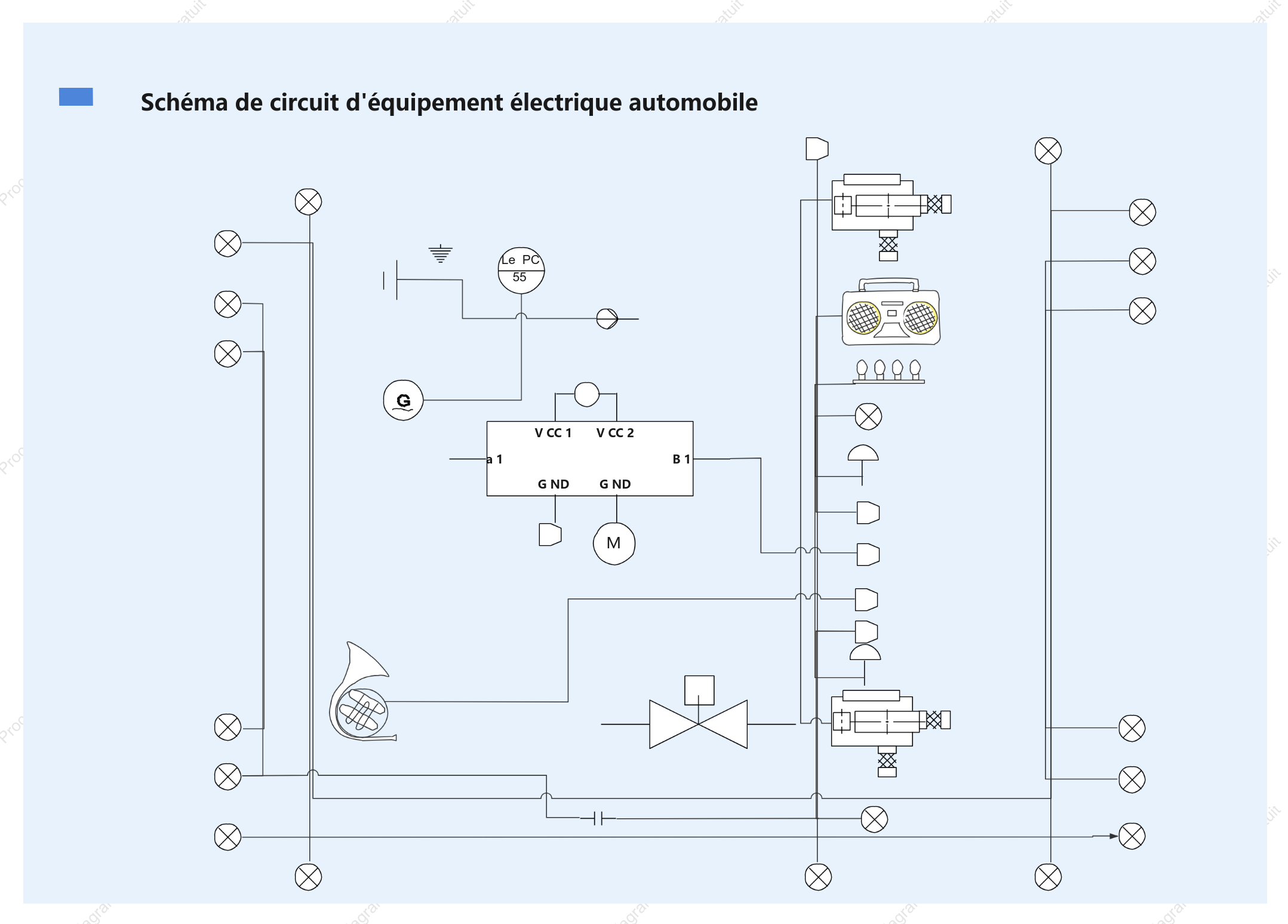 Schéma de circuit d'équipement électrique automobile