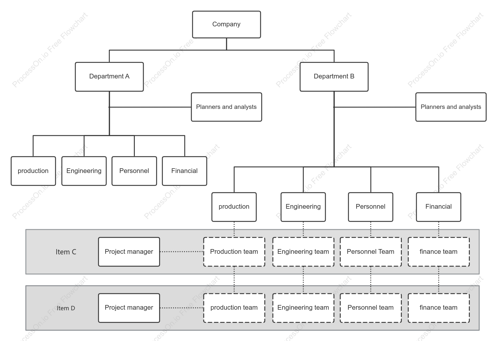 Company matrix organizational structure