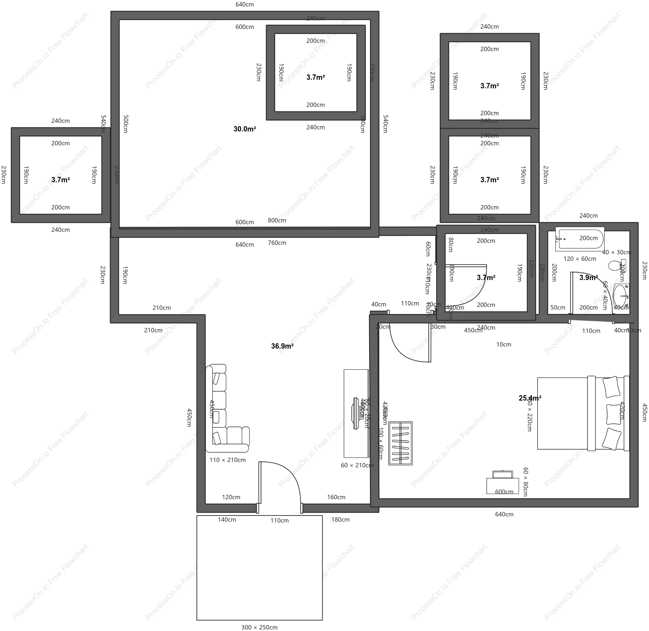 Interior floor plan of the room