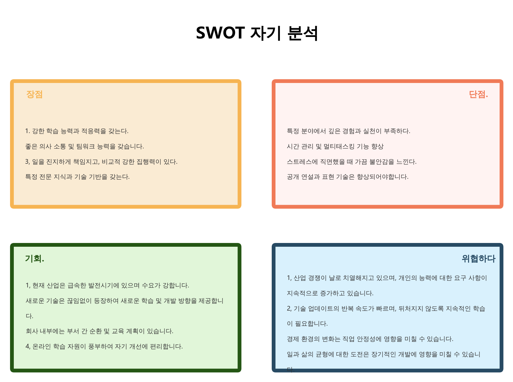 SWOT 자가 분석