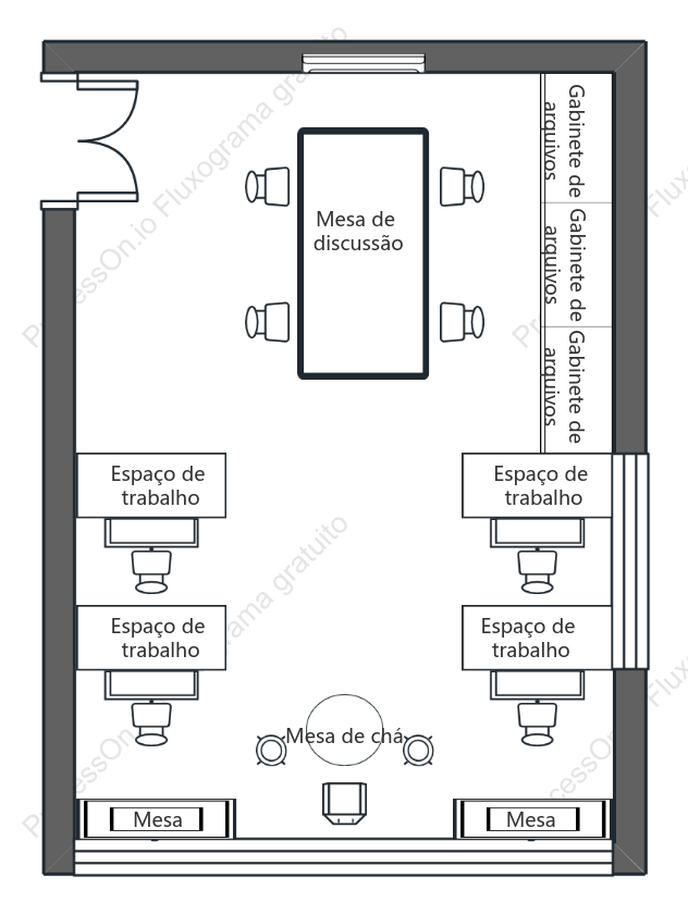 Mapa da rota de fuga do escritório
