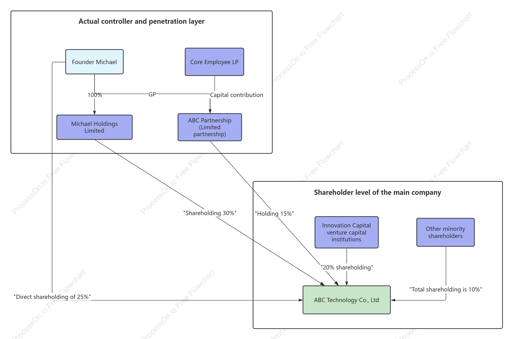 Equity Structure Diagram of a Technology Company