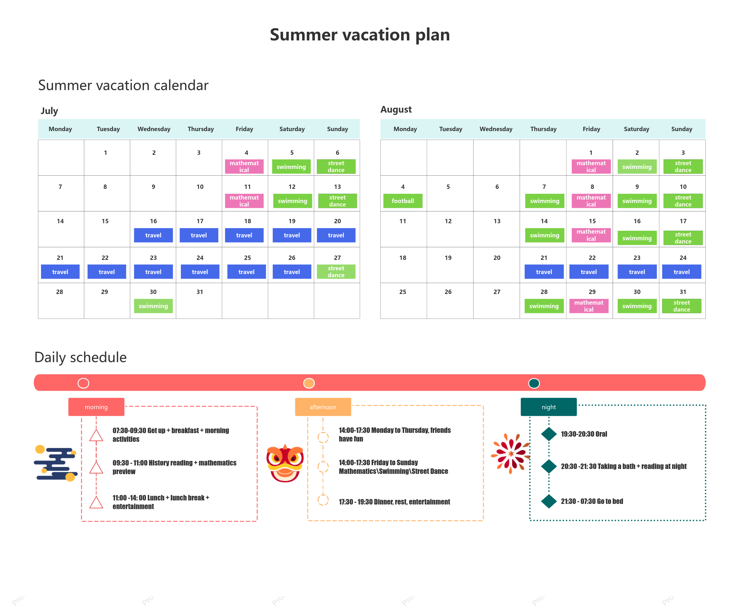 Student Summer Planning Schedule