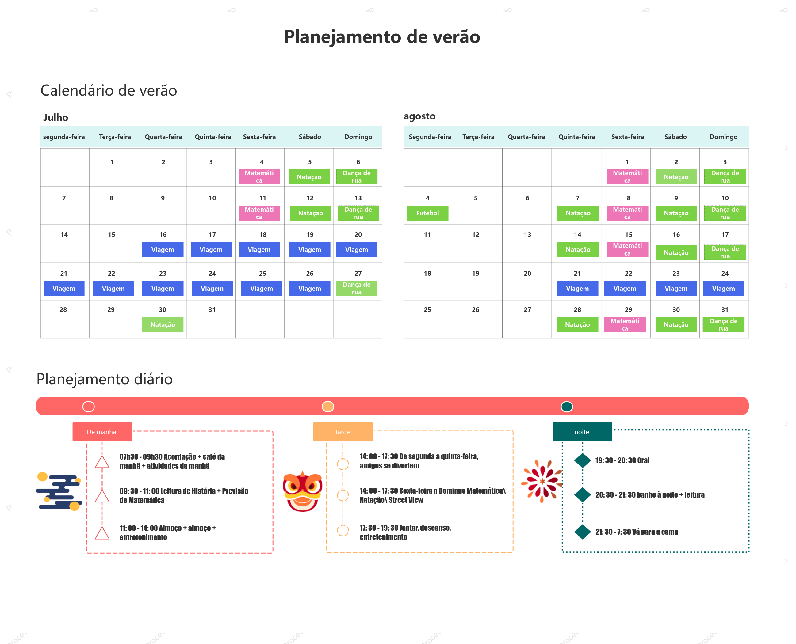 Cronograma de Planejamento de Verão para Estudantes